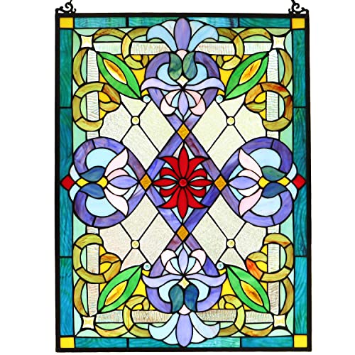 Victorian Tiffany Style Stained Glass Window Panel - 18" x 25"