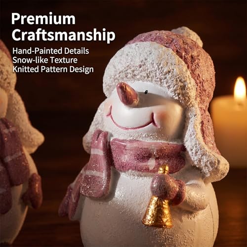 Brizoria Whiterose Snowman Figurine Set - Indoor Christmas Decorations, 2 Pieces