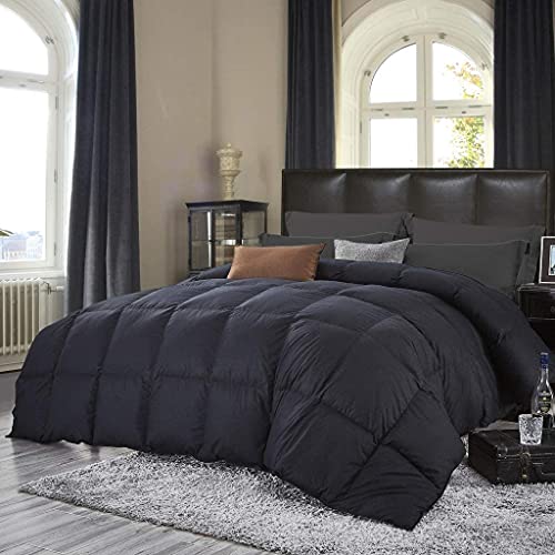 Luxurious Black Goose Down Comforter, 100% Egyptian Cotton, 600 TC