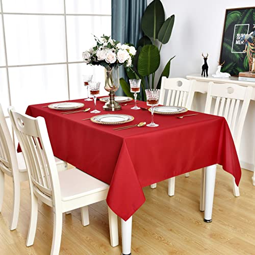 KAIPHO Waterproof Red Rectangle Tablecloth 60 x 102 Inches for Indoor & Outdoor Use