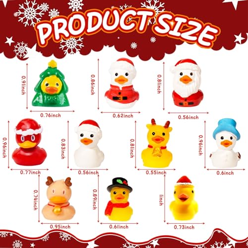 Exasinine 50pc Christmas Ducks Mini Resin Figurines – 10 Styles Stocking Stuffers