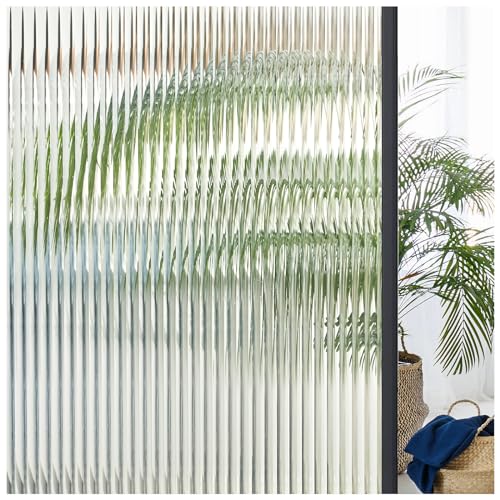 3D Fluted Glass Window Privacy Film | UV Blocking Adhesive, 17.5"x78.7"