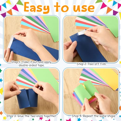 240-Piece Paper Chain Garland Kit with Mirror Star Banners for DIY Parties