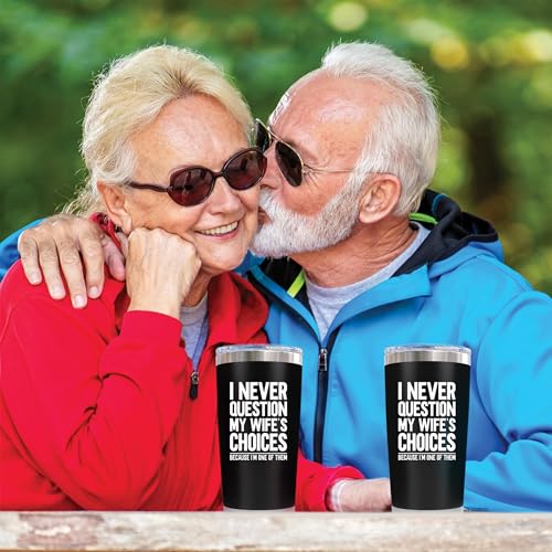 KLUBI I Never Question My Wife's Choices 20oz Husband Travel Mug - Funny Birthday Gift for Men