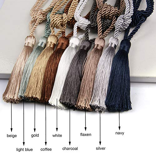 4-Pack Handmade Tassel Curtain Tiebacks - Elegant Rope Holdbacks (Coffee)
