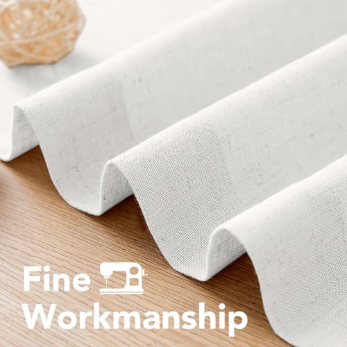 H.VERSAILTEX 2 Pack Ultra Luxurious High Woven Linen Elegant Semi Sheer Curtains Grommet Curtain Panels Light Filtering Privacy Panels Drapes for Kitchen, Nickel Grommet, 52x63-Inch, Heathered White