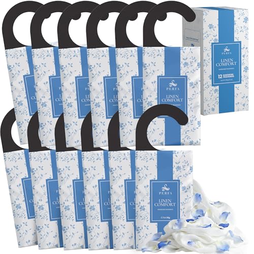 12 Pack Hanging Closet Deodorizer - Long Lasting Fresh Linen Scented Sachets
