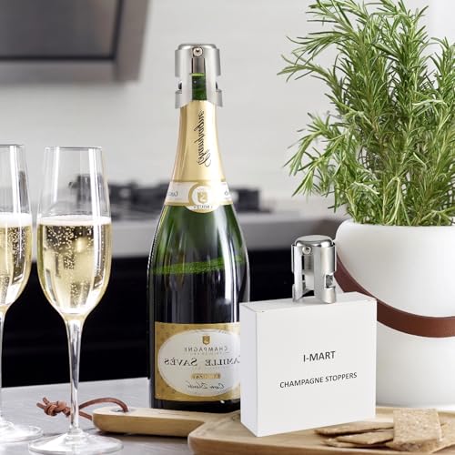 Stainless Steel Champagne Bottle Stoppers - 6 Pack Sparkling Wine Savers