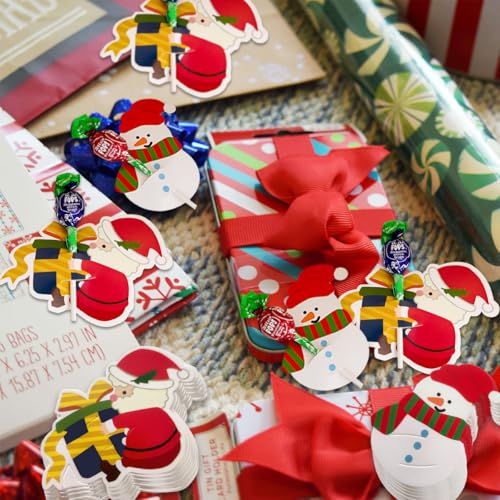 Christmas Lollipop Paper Cards Santa Claus & Snowman Candy Holders, 100 Pcs