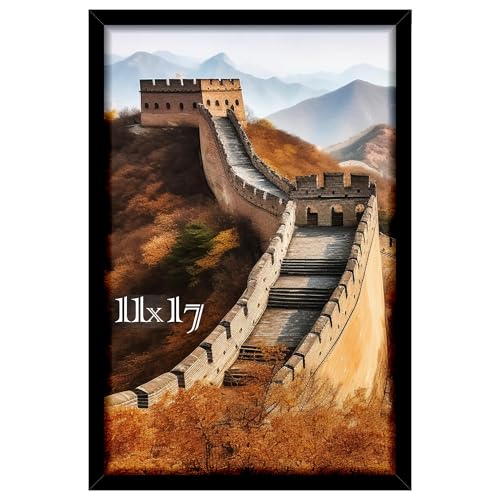 11x17 Black Picture Frame for Wall Mount Display with Shatterproof Cover
