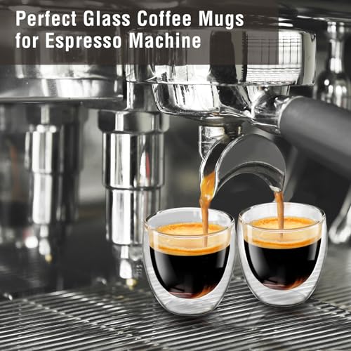 Shopwithgreen Vacuum Double Walled Espresso Cups Set of 4, 5oz - Heat-Resistant Glass Coffee Shot Glasses