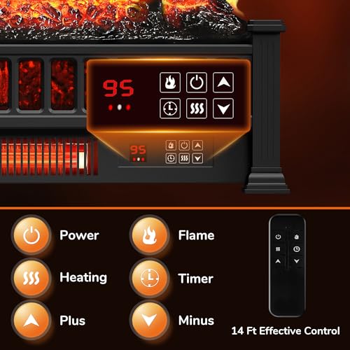 20-Inch Electric Fireplace Log Insert Heater with Remote Control 1500W
