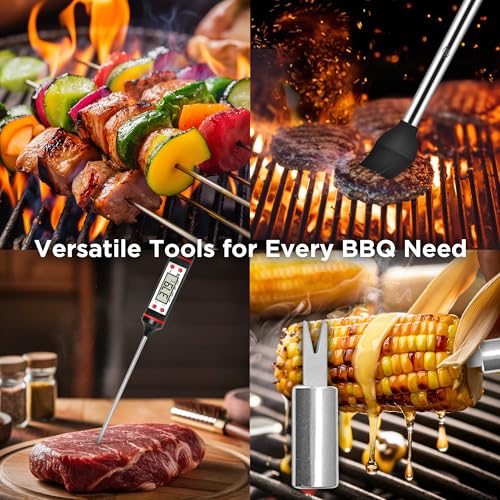 Kaluns 30-Piece Heavy Duty Stainless Steel Grill Set with Case, Apron & Thermometer