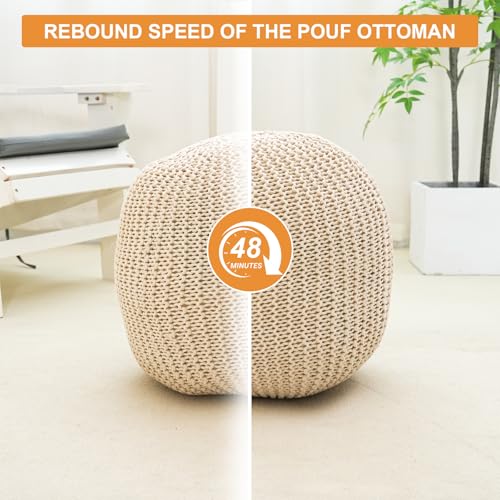 Round Plush Foam-Filled Pouf Ottoman, 26-Inch Decorative Foot Rest