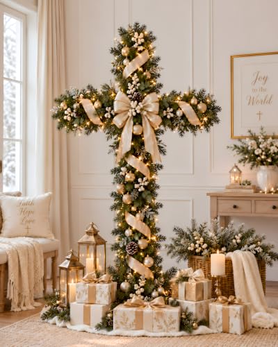 6FT Indoor Outdoor Jesus Cross Decoration - Metal Religious Yard Decor