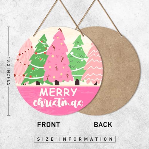 ZODGMED P6 Christmas Merry Christmas Sign for Front Door Porch Home Decor, 10.2x10.2 Inch Wooden Hanging Holiday Sign