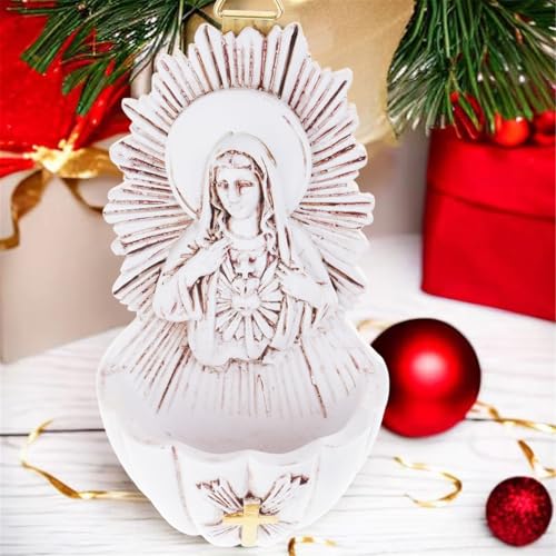 Resin Holy Water Font Wall Hanging Religious Home Decor for Entryway