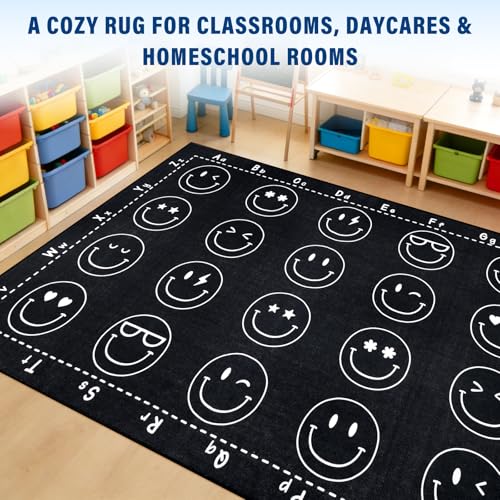 5' x 7'6" Classroom Rug with 15 Seating Spots, Non-Slip Kids Area Carpet