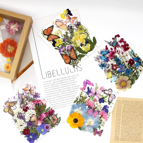 99Pcs Pressed Dried Flowers and Butterfly Stickers for Resin and Crafts