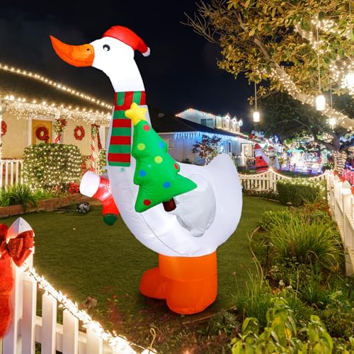 Shappy 6ft Christmas Inflatable Goose with LED Lights — Outdoor Decor