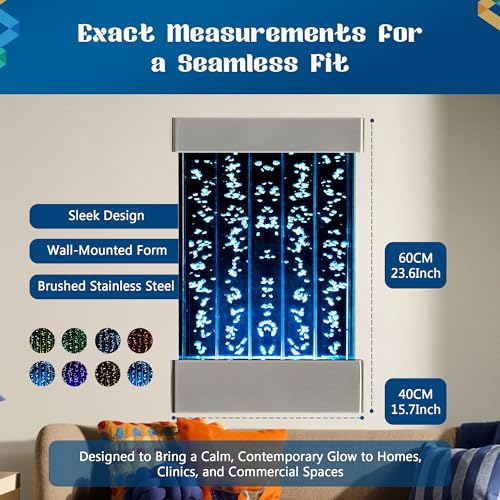 24x16 Inch Wall-Mounted LED Bubble Wall Sensory Water Panel with App Control