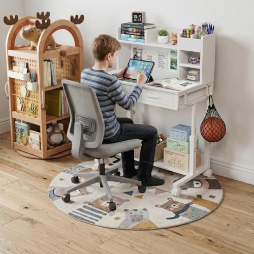 Height Adjustable Kids Study Desk with Hutch, Storage Drawers & Pin Board
