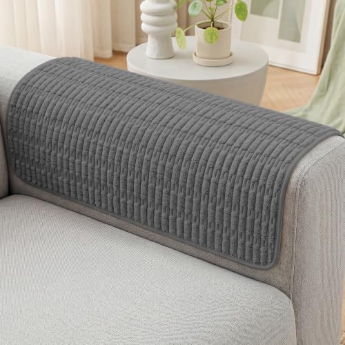 Couch Arm Covers Set of 2 - Dark Grey, Cat Scratch Resistant