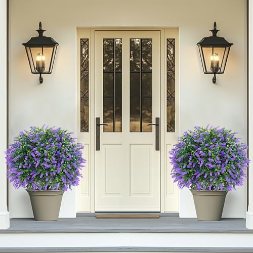 Set of 2 Artificial Lavender Boxwood Topiary Balls with Ground Stakes