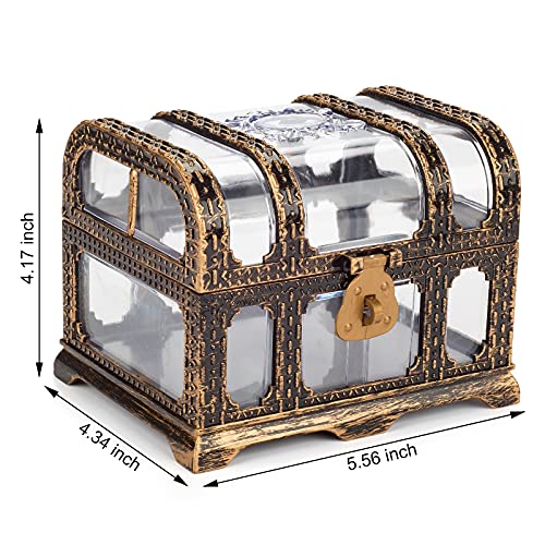 Transparent Pirate Treasure Chest with Lock and Key for Kids