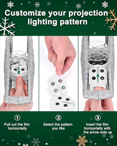 Silver Lighted Christmas Tree Topper Star with 3D Rotating LED Projector