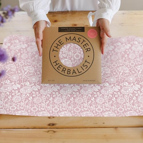 Rose Scented Drawer Liners - Floral Paper Sheets for Wardrobes, 5 Pack