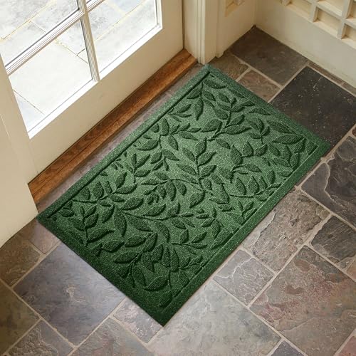 Leaf Print Indoor Outdoor Door Mat - Non-Slip Rubber Backing, 17x30 Inch