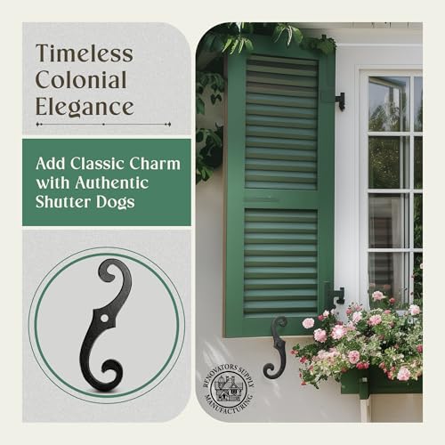 6.5-Inch Cast Iron S-Style Shutter Dogs - Rust-Resistant Tiebacks (Pair)