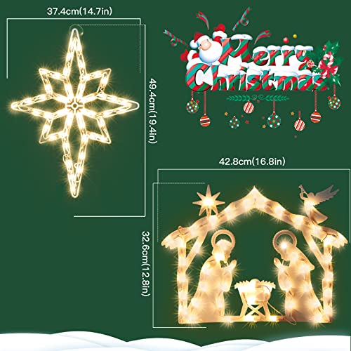 Polaris Nativity 2 Pack Christmas Window Lighted Silhouette Signs - Double Side