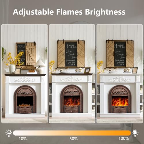 Tall Electric Fireplace TV Stand with Mantel and Storage Shelves