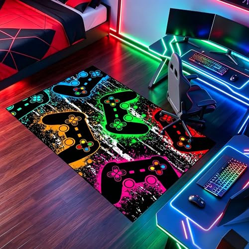 Gaming Area Rug for Bedroom, 2'x3' Soft Polyester Floor Carpet for Gamers