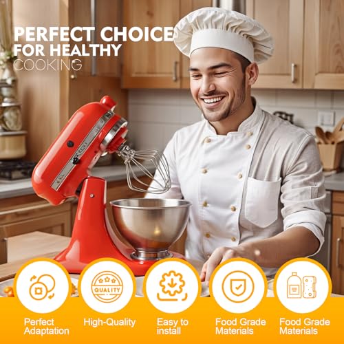 3-Piece Stand Mixer Attachment Set: Wire Whip, Dough Hook, and Flat Beater