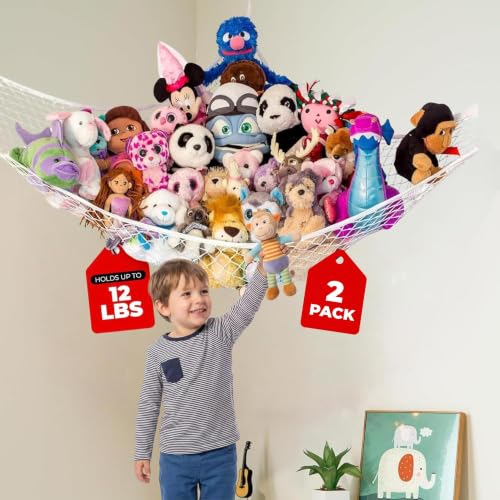 Stuffed Animal Hammock 2-Pack - Corner Toy Net for Plushies