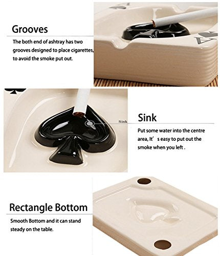 Creative Poker Ceramic Ashtray - Modern Portable Cigar & Cigarette Holder