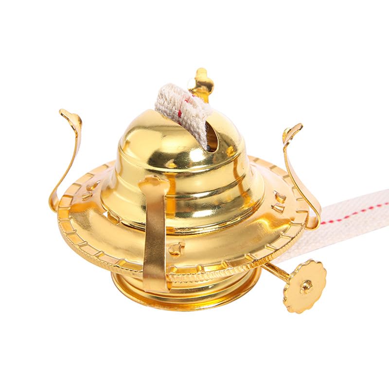 #2 Brass Plated Oil Lamp Burner Replacement with Collar & Cotton Wick