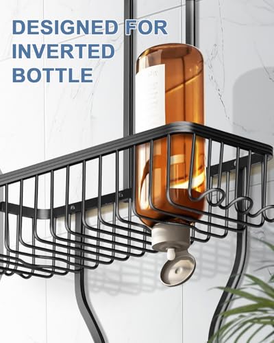 Hanging Aluminum Shower Caddy Over The Showerhead Organizer Black