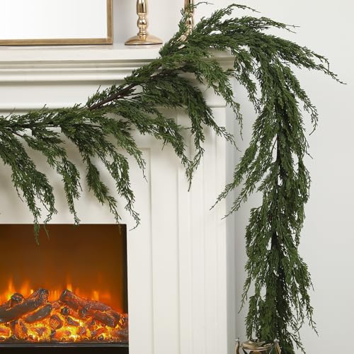 Daifunli 12ft Artificial Cypress Cedar Garland for Christmas Holiday Decor