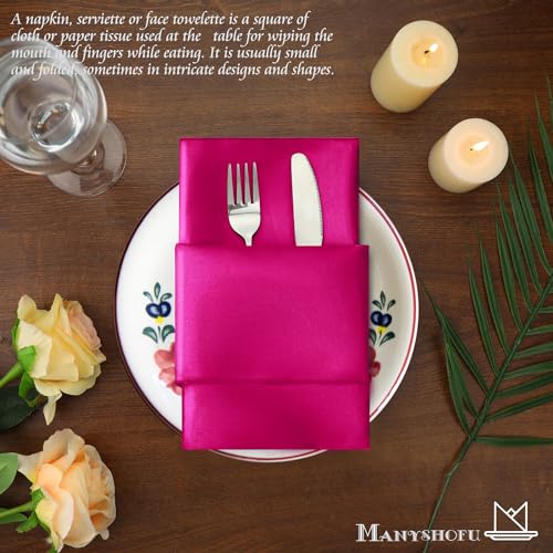 Manyshofu 20x20 Inch Hot Pink Satin Napkins Set of 60 Reusable Party Table Decor