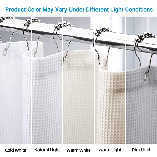 AmazerBath White Waffle Shower Curtain - Heavy Duty 240GSM Fabric