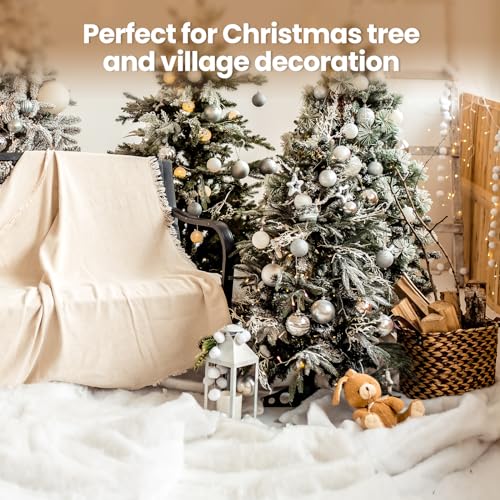 Fluffy Artificial Snow Blanket Roll - Flame Retardant Fake Snow (2 Pack)