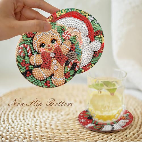 8 PCS Christmas Diamond Coaster Kit with 1 Stand - Bdwy559 - DIY Diamond Painting Coasters