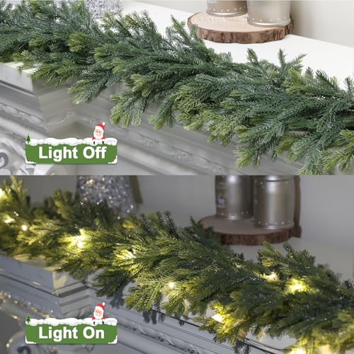 OZFHUA Style 2 6ft Pre-Lit Artificial Christmas Garland with Lights Outdoor Decor