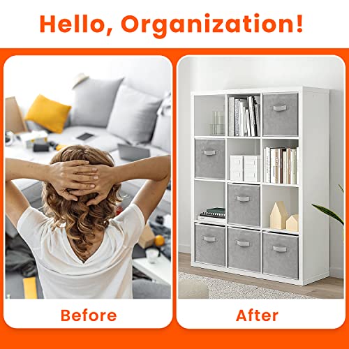 11-Inch Fabric Storage Cubes 8-Pack Collapsible Closet Organizer Bins Grey