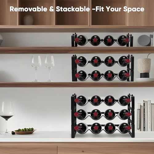 2-Tier Stackable Wine Rack for Countertop - Compact Metal Bottle Organizer