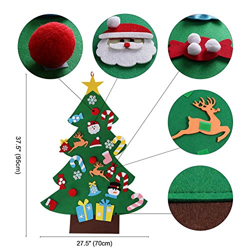 3ft DIY Felt Christmas Tree Set for Kids with 26 Detachable Ornaments